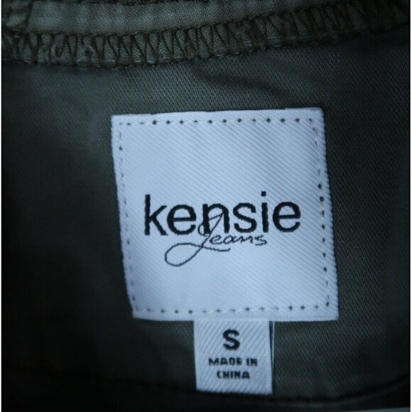 Kensie Jeans Jacket Button Zip Utility Military Green Hooded Women's Size Small - Picture 7 of 8